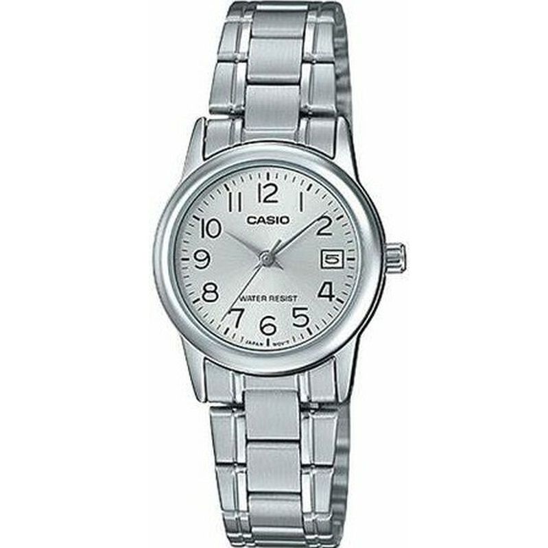 CASIO COLLECTION Mod. LADY DATE - SILVER women's watch with water-resistant stainless steel case and bracelet, quartz movement.