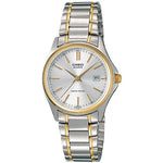 CASIO COLLECTION Mod. LADY DATE STEEL-GOLD - ARGENTEE. GOLD INDEXES wristwatch with stainless steel and gold strap, 3 ATM water resistant.