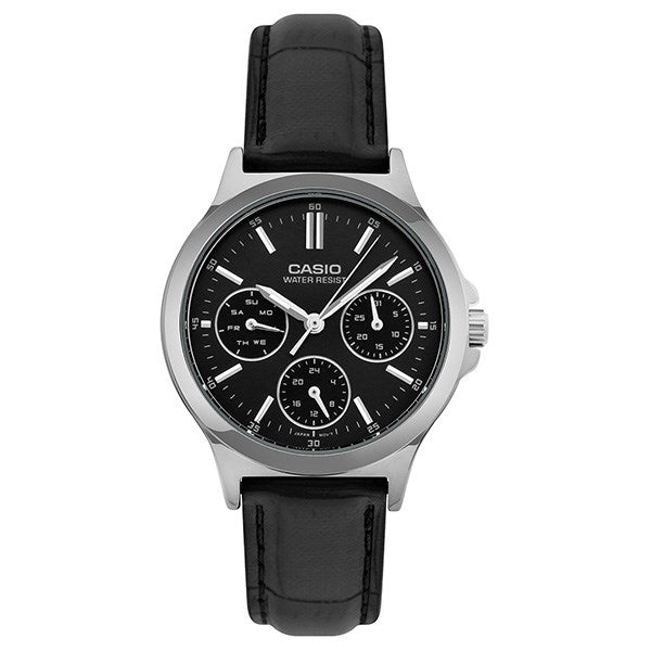 CASIO COLLECTION Mod. LADY MULTIFUNCTION. LEATHER - BLACK WATCHES