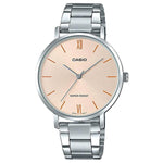 CASIO COLLECTION Mod. MINIMAL - ANTIQUE PINK ladies wristwatch with stainless steel strap, quartz movement, and mineral dial.