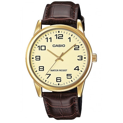 CASIO COLLECTION Mod. ONLY TIME GOLD. LEATHER - CHAMPAGNE WATCHES