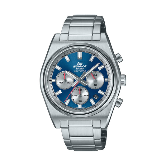 CASIO EDIFICE Mod. MOTORSPORT CHRONOGRAPH BLUE, stainless steel wristwatch with sapphire dial, 10 ATM water resistance, quartz movement.