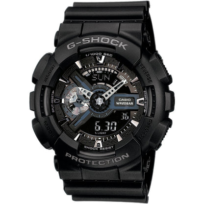 CASIO G-SHOCK Mod. GS-BASIC - BLACK resin wristwatch with 20 ATM water resistance, multifunction quartz movement, mineral dial.