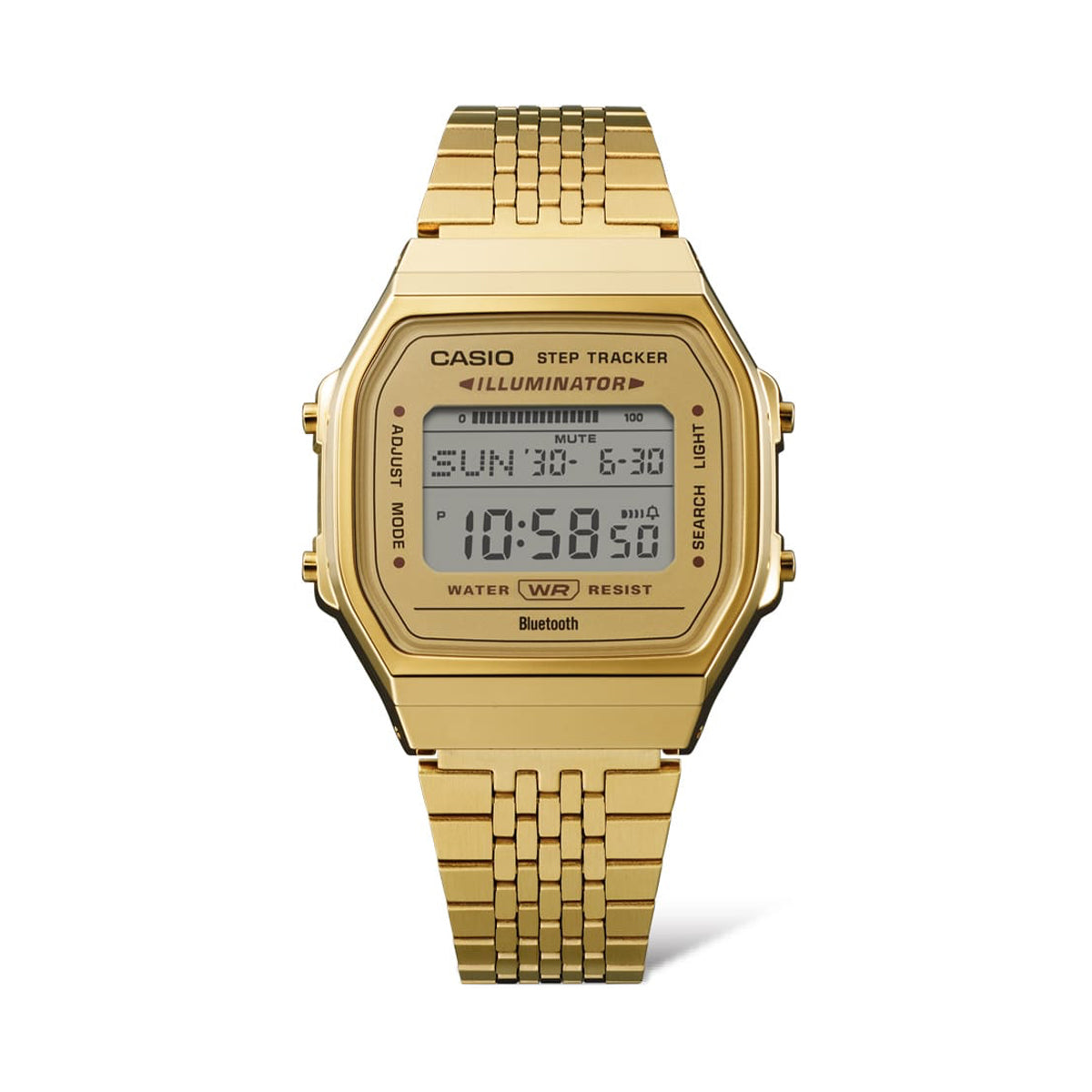 CASIO VINTAGE Mod. BLUETOOTH® SMARTPHONE LINK - GOLD - built-in accelerometer senses body movements + steps counter