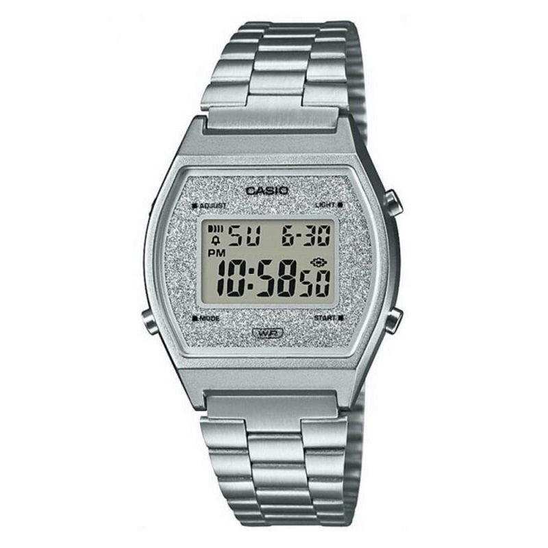CASIO VINTAGE Mod. GLITTER SERIE ladies wristwatch with resin case, quartz movement, and SS bracelet.