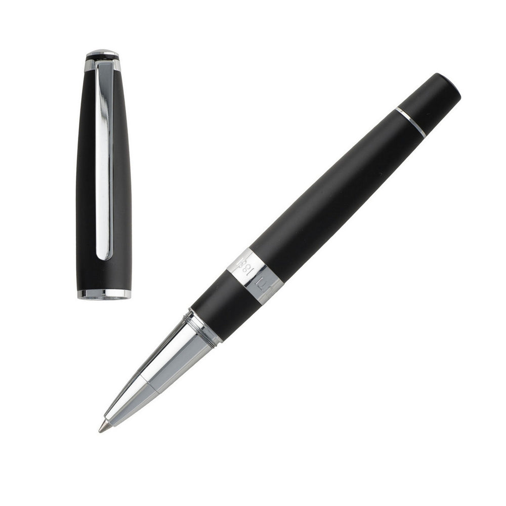 CERRUTI WRITING FASHION ACCESSORIES Mod. NSR9905A sleek black pen with silver accents and detachable cap