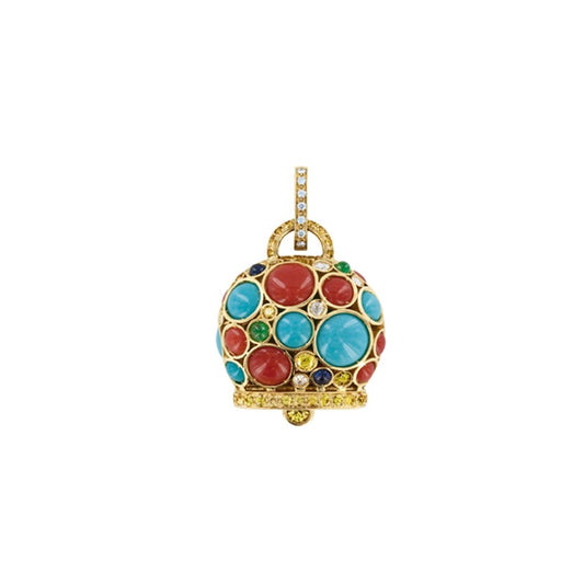 Luxurious gold charm with colorful gemstones, CHARMS CHANTECLER MOD. 17983, featuring an elegant and vibrant design.