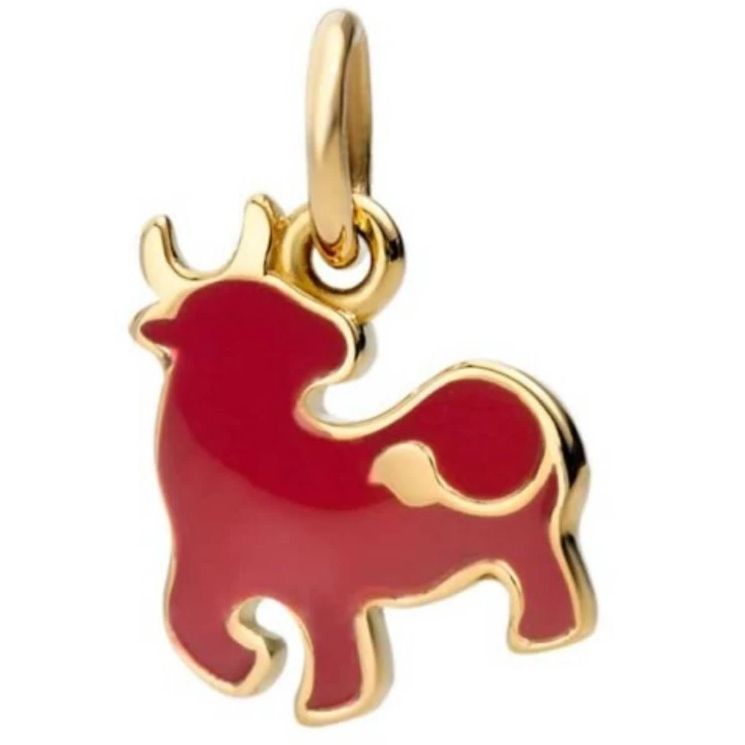 Gold and red bull charm pendant CHARMS DODO MOD. DMC1000ZBULSRROOG with a glossy finish.