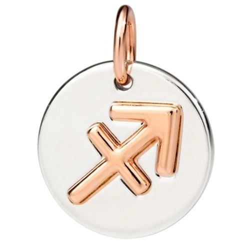 CHARMS DODO MOD. DMC2004ZODSA0009A Sagittarius pendant with rose gold arrow symbol on silver disc