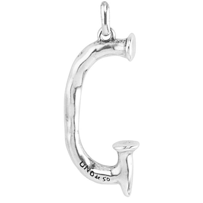 Silver charm pendant shaped as letter 'G', CHARMS UNO DE 50 MOD. UD_CHA0007-G.