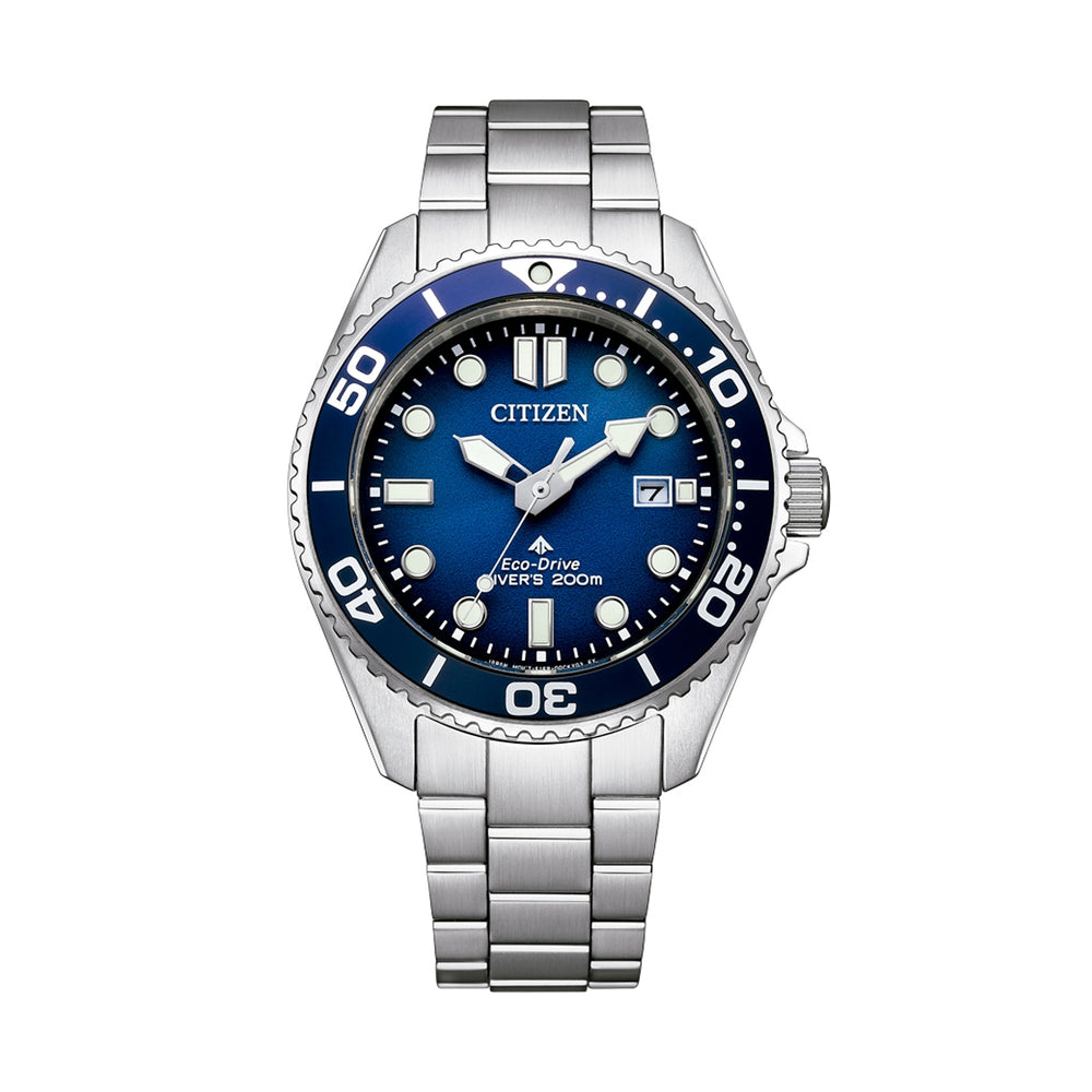 CITIZEN MOD. PROMASTER DIVER'S watch with blue dial and stainless steel bracelet, 200m water resistance.