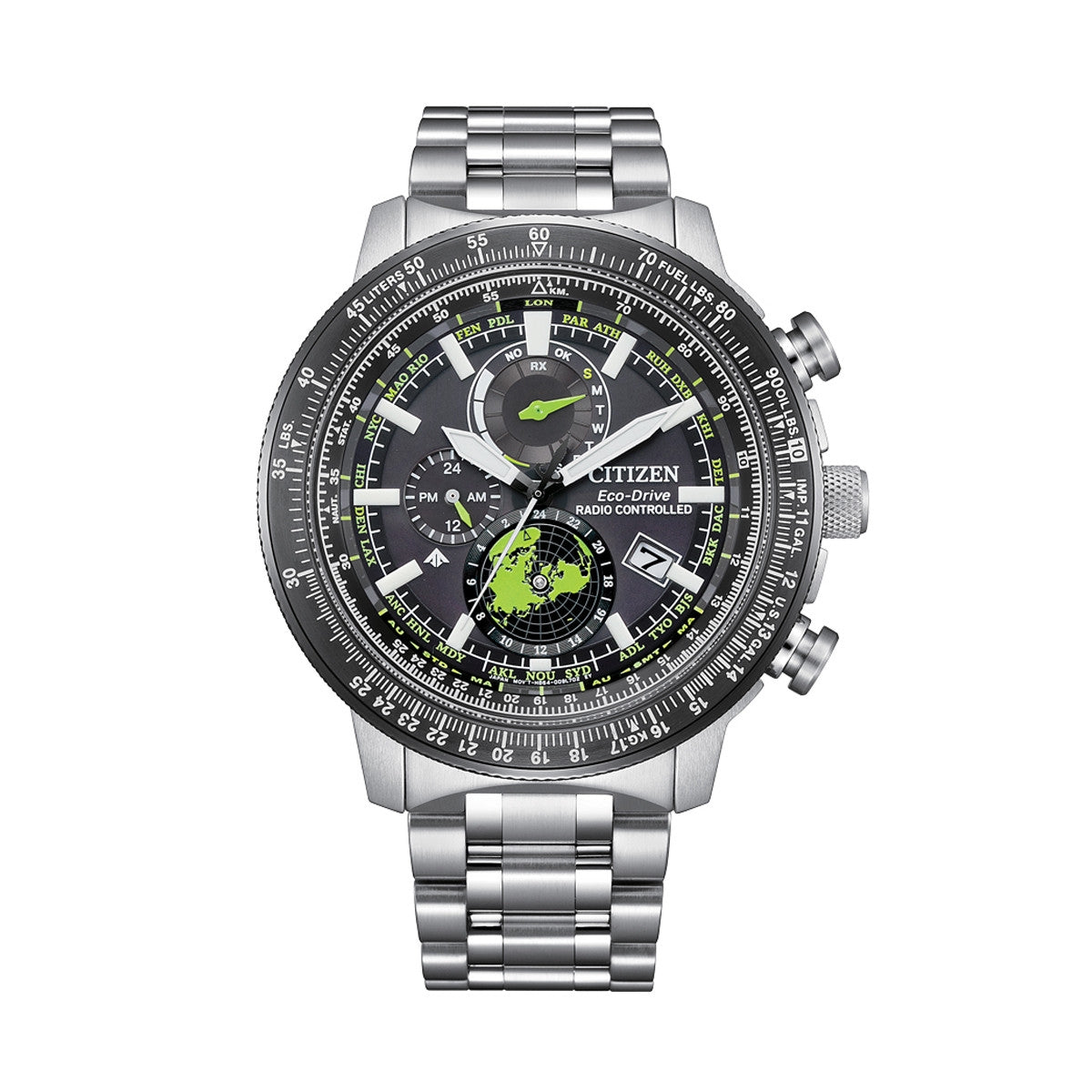CITIZEN MOD. PROMASTER GEO TREKKER watch with stainless steel band and multifunctional black dial