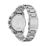 Back view of CITIZEN MOD. RACING CRONO with stainless steel bracelet, showcasing detailed craftsmanship and chronograph features.