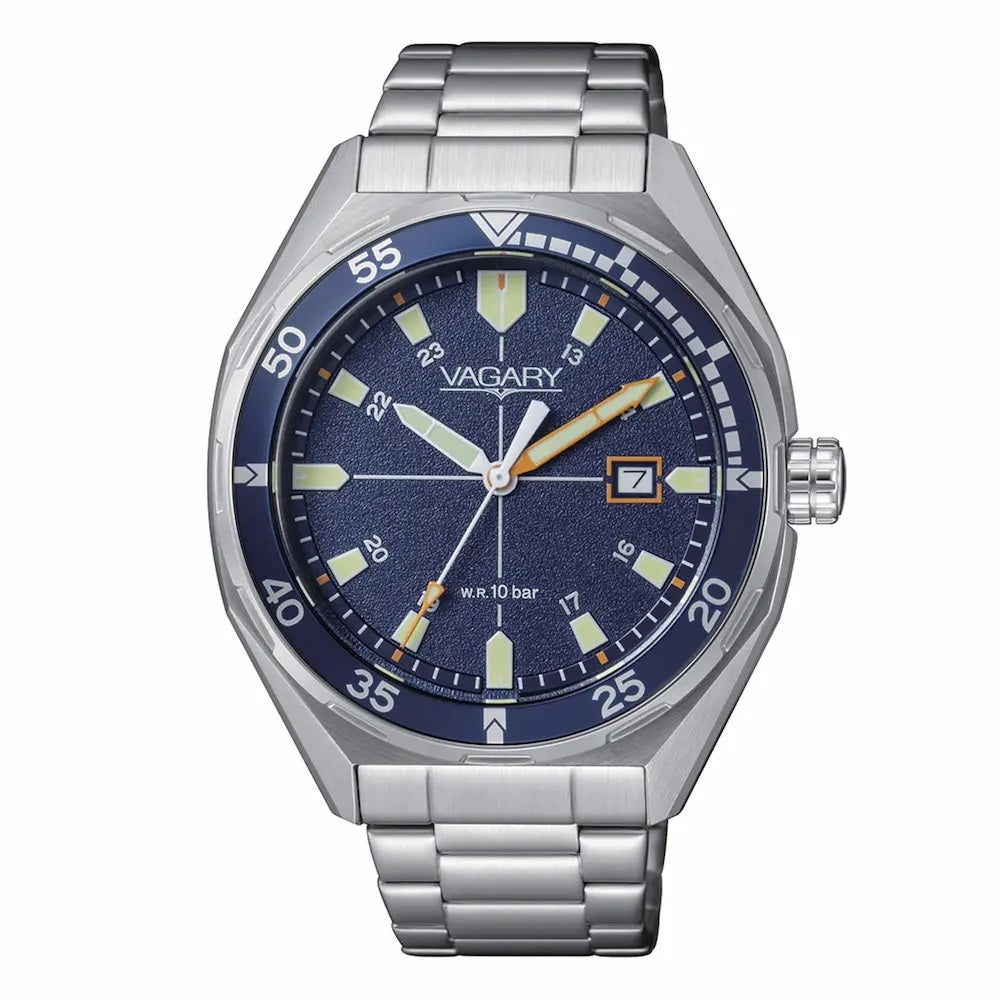 CITIZEN VAGARY MOD. IB9-417-71 men's watch with blue dial and silver bracelet