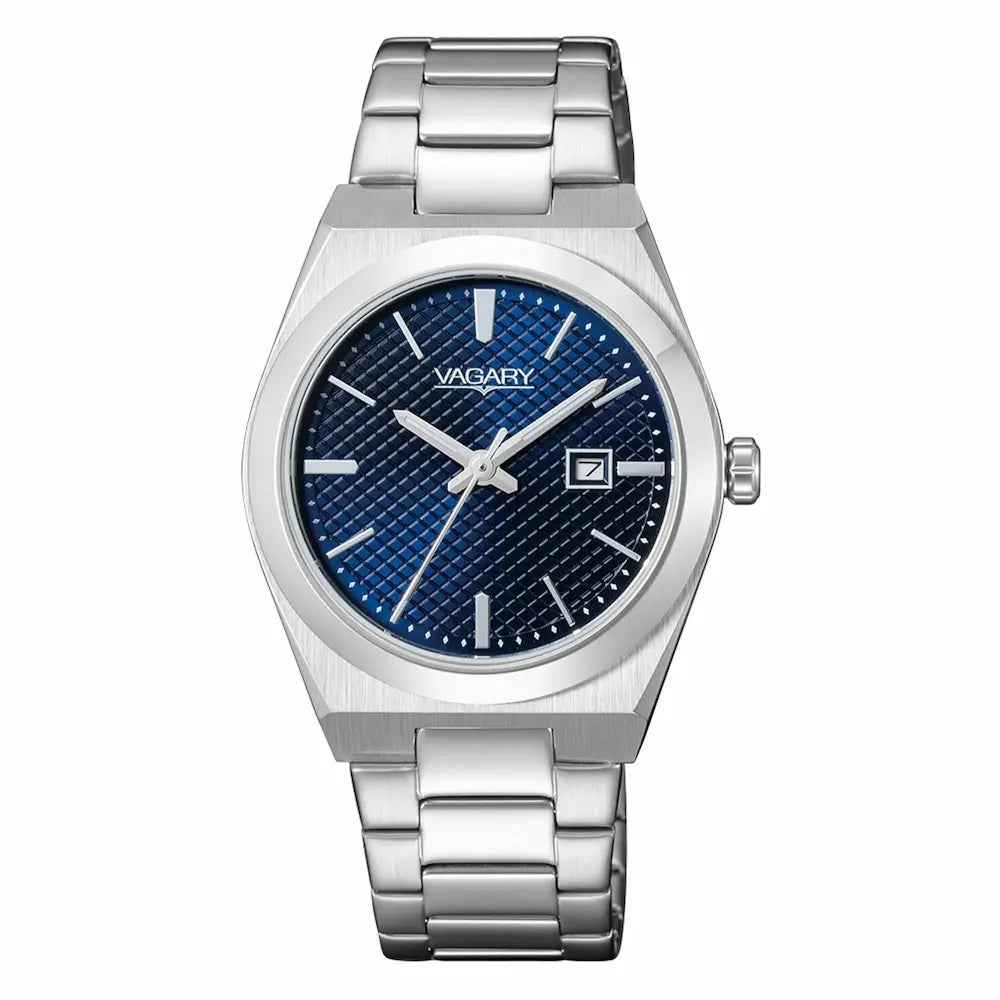 CITIZEN VAGARY MOD. IU3-118-77 silver watch with blue dial, stainless steel bracelet