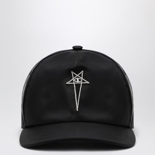 Champion x Rick Owens Black baseball cap in nylon CM01E6201CHNY/Q_RICKO-09_100