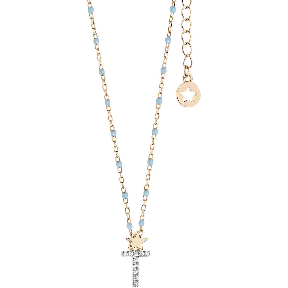 COLLANE COMETE MOD. GLA192 gold necklace with star and crystal embellished cross pendant