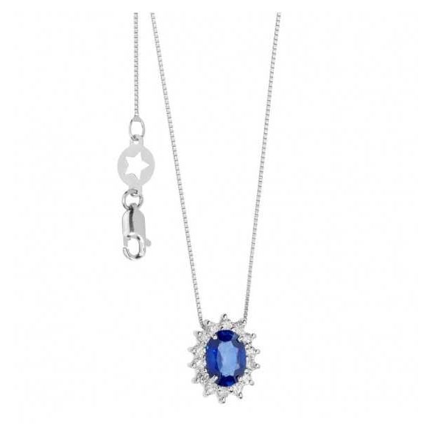 Elegant silver necklace with blue gemstone pendant - COLLANE COMETE MOD. GLB1564