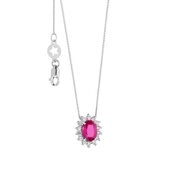 Elegant necklace featuring a vibrant pink gemstone pendant - COLLANE COMETE MOD. GLB1565