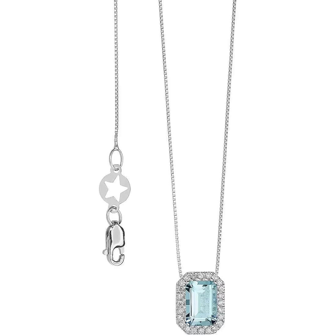Elegant COLLANE COMETE MOD. GLQ287 necklace with aquamarine pendant and star detail, perfect for adding sophistication to any outfit.