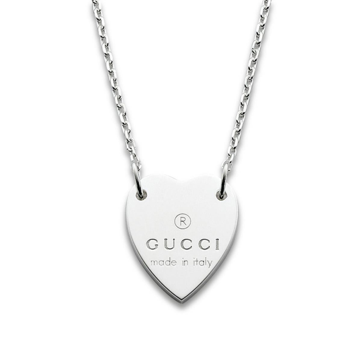 Image of COLLANE GUCCI MOD. HEART necklace, heart-shaped pendant with 'Gucci made in Italy' engraving.