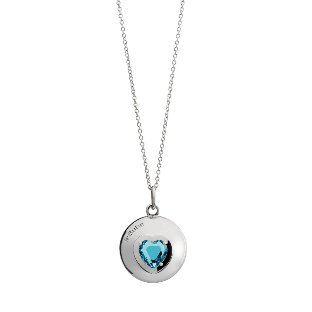COLLANE LE BEBE MOD. SNM070 silver necklace with a heart-shaped blue gemstone pendant