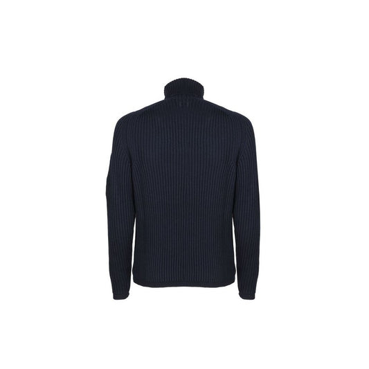 C.P. Company Black Wool Sweater with turtle neck and zipped pocket, back view