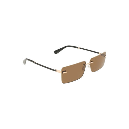 Calvin Klein Beige Metal Women Sunglass with rectangular brown lens and sleek frame for chic sophistication.
