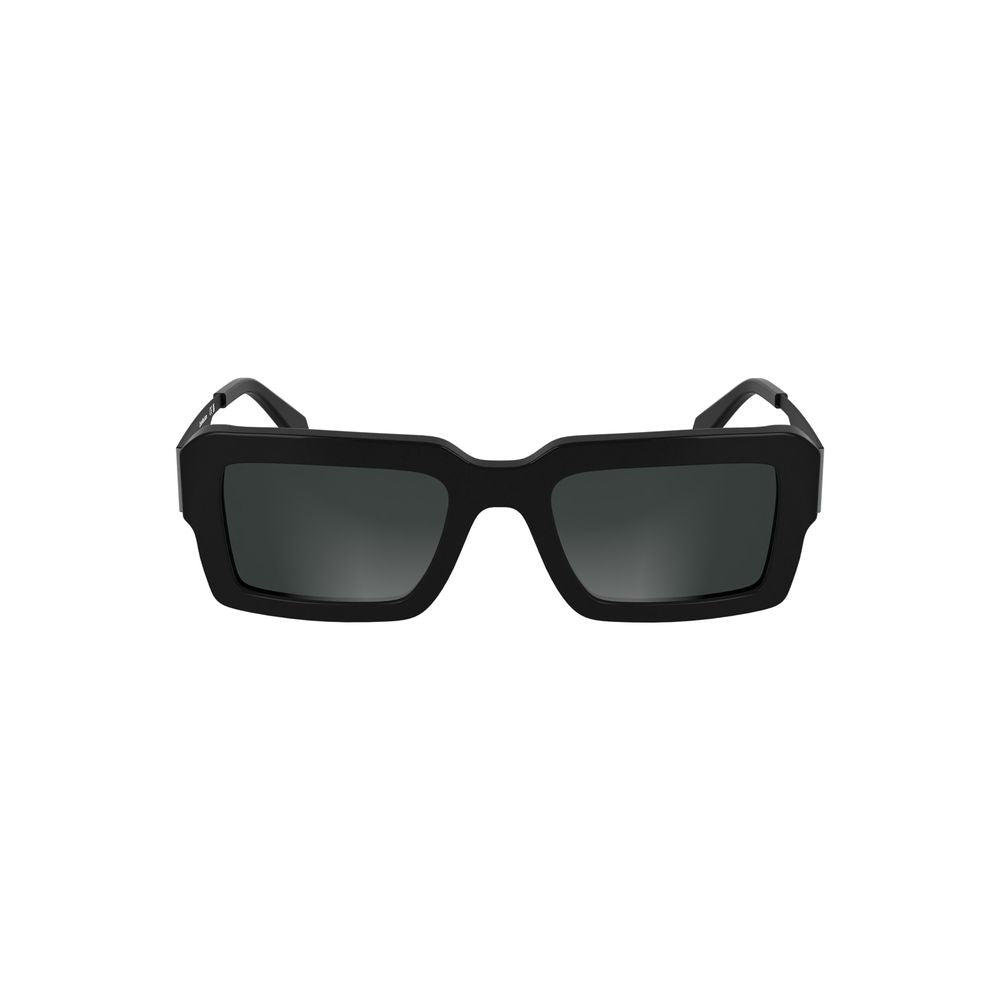 Calvin Klein Black Acetate Women Sunglasses with rectangular lenses, offering sleek sophistication and style in any light.