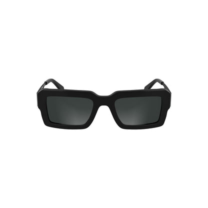 Calvin Klein Black Acetate Women Sunglasses with rectangular lenses, offering sleek sophistication and style in any light.
