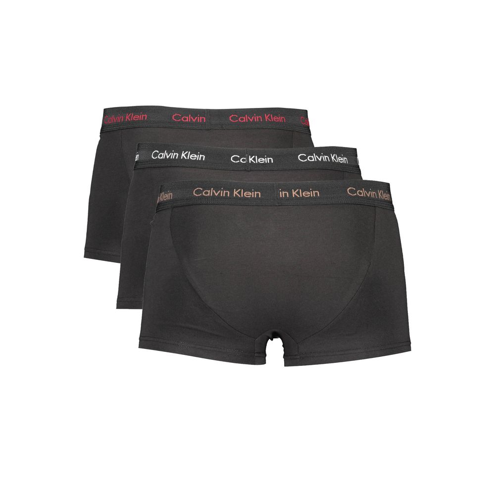 Calvin Klein Black Cotton Men Boxer tri-pack with elastic waistband and iconic logo for comfort and style.