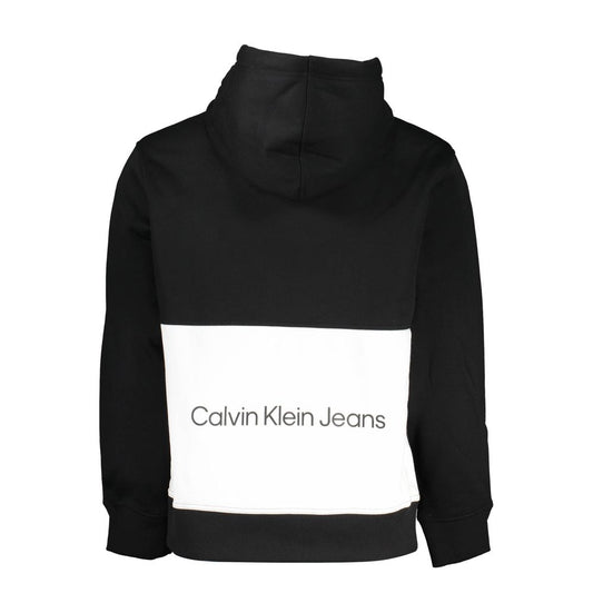 Calvin Klein Black Polyester Sweater with hood, fleece, contrast details, central pocket, logo, made from 50% recycled polyester.