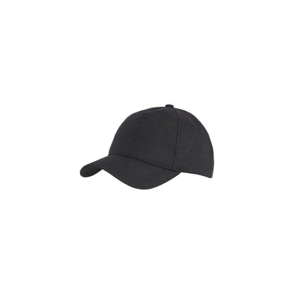 Calvin Klein Black Recycled Polyester Cap (Baseball Hat) with jacquard monogram design, sustainable visor cap for women.