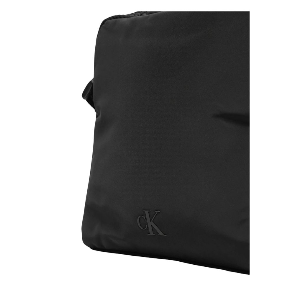 Calvin Klein Black Recycled Polyester Messenger Bag close-up view