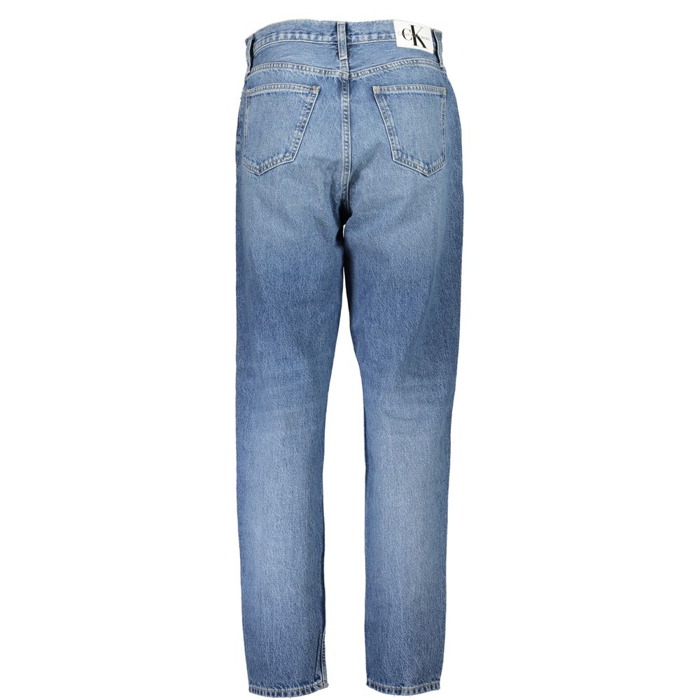 Back view of Calvin Klein Blue Cotton Women Jean featuring a vintage washed effect and classic five-pocket design.