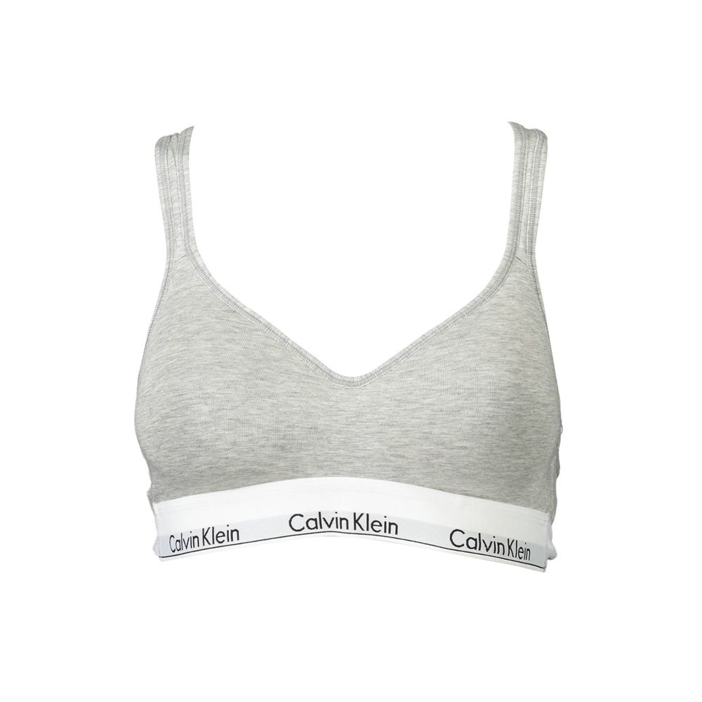 Calvin Klein Brown Cotton Women Bralette with chic crossed straps, elastic design, and iconic logo for style and comfort.