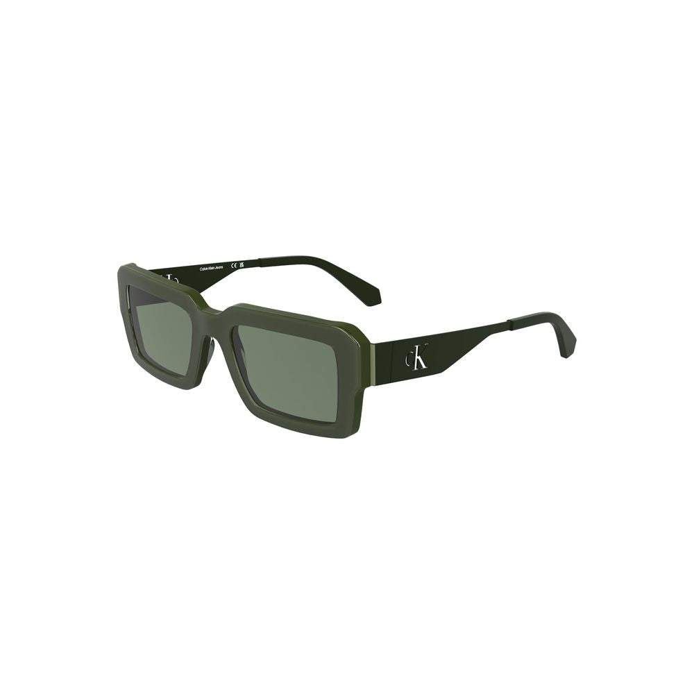 Calvin Klein Green Acetate Women Sunglasses with sleek rectangular lenses, featuring iconic logo for modern sophistication and style.