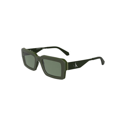 Calvin Klein Green Acetate Women Sunglasses with sleek rectangular lenses, featuring iconic logo for modern sophistication and style.