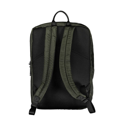 Back view of Calvin Klein Green Polyester Men Backpack showcasing straps and ergonomic design.