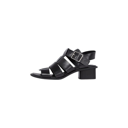 Calvin Klein Jeans Black Polyester Flat Sandals with square toe and buckle strap