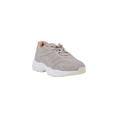 Calvin Klein Jeans Gray Artificial Leather Athletic Sneakers with ergonomic, non-slip sole and 'ck' logo on the side.