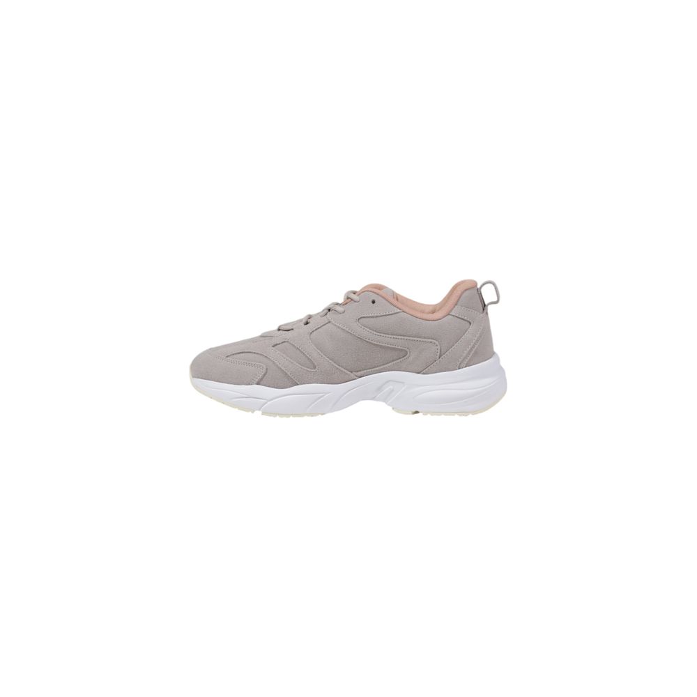Calvin Klein Jeans Gray Artificial Leather Athletic Sneakers with CK logo, eco-friendly, ergonomic non-slip sole for comfort and stability.