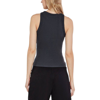 Back view of Calvin Klein Jeans Gray Recycled Cotton Tank Tops on a woman, featuring a fitted silhouette and soft fabric.