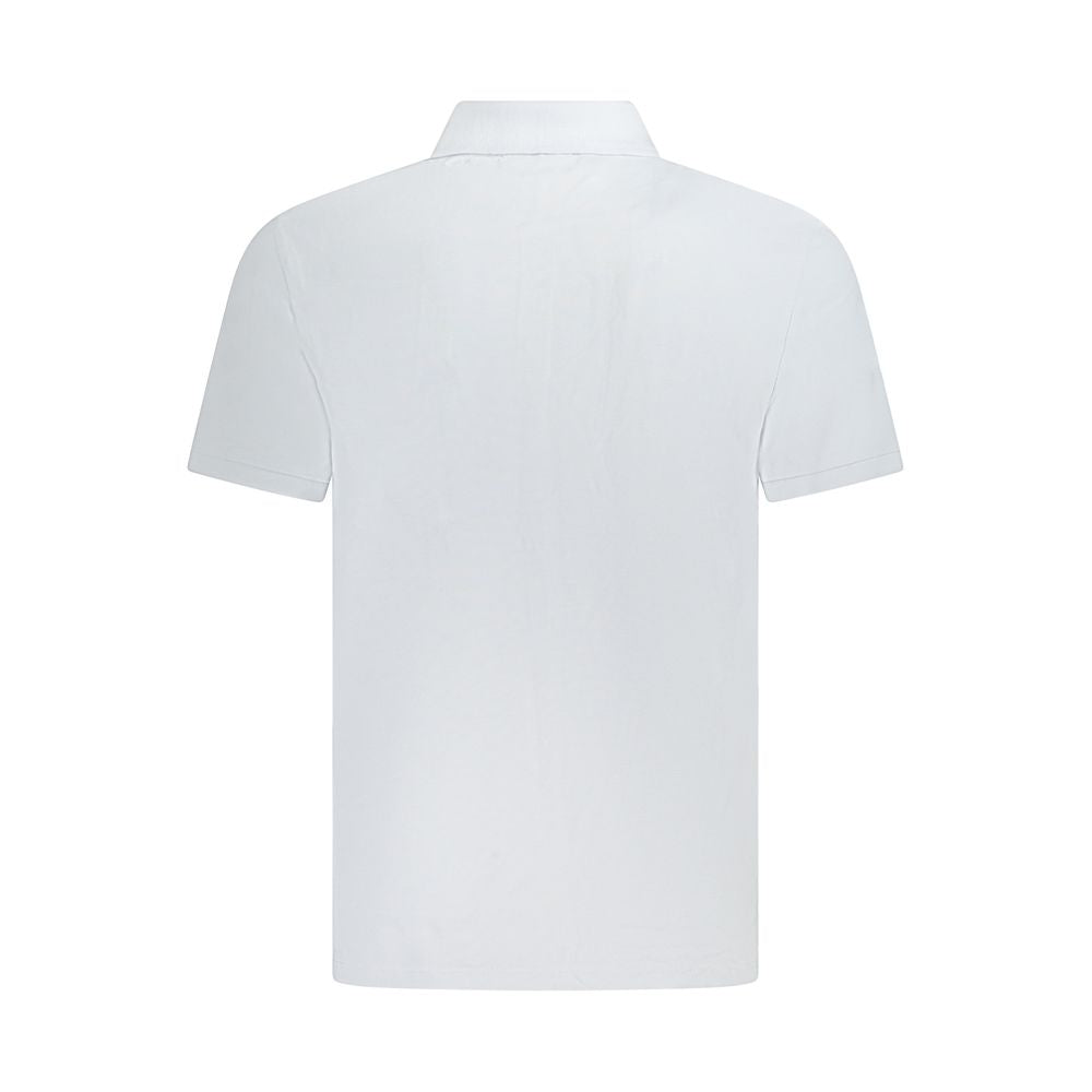 Back view of Calvin Klein Light Blue Cotton Men Polo Shirt highlighting classic fit and elegant style.