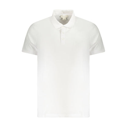 Calvin Klein White Cotton Men Polo Shirt with classic fit, featuring understated embroidery and iconic logo for timeless elegance.