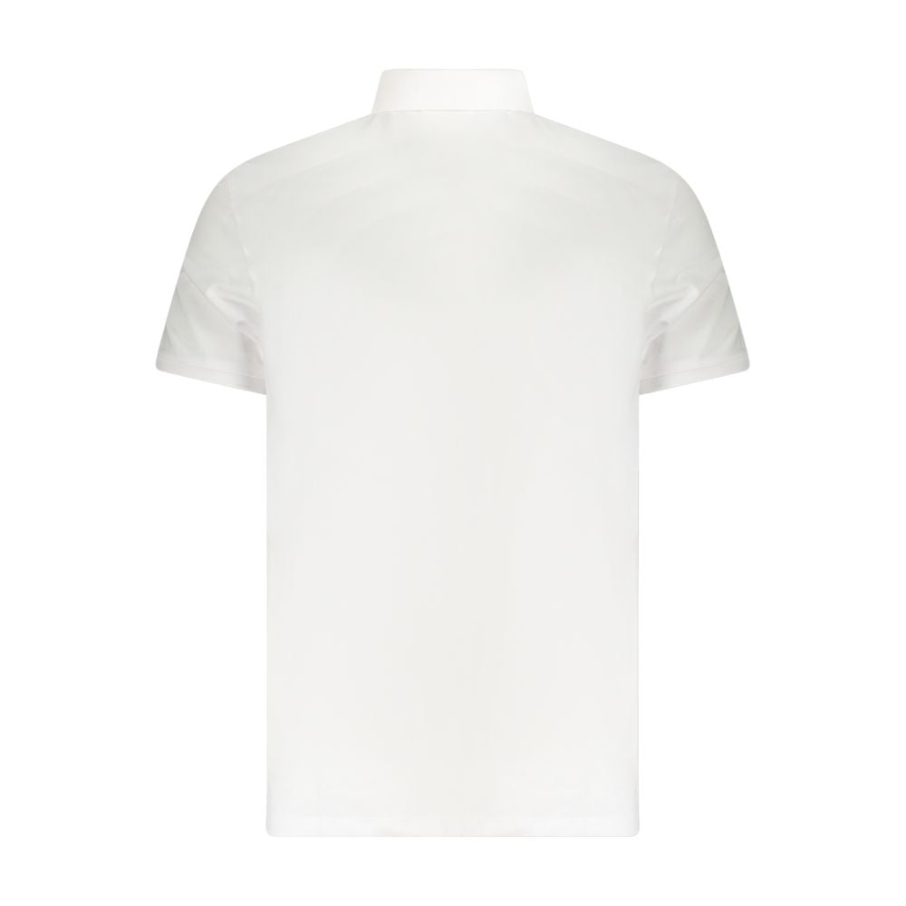 Calvin Klein White Cotton Men Polo Shirt, back view of classic fit with the iconic logo, perfect for a refined, sophisticated style.