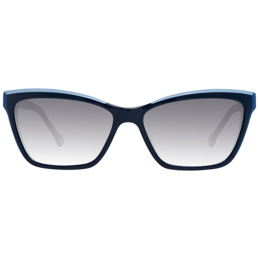 Carolina Herrera Blue Women Sunglass with full-rim trapezium shape and grey gradient lenses offering 100% UVA & UVB protection.
