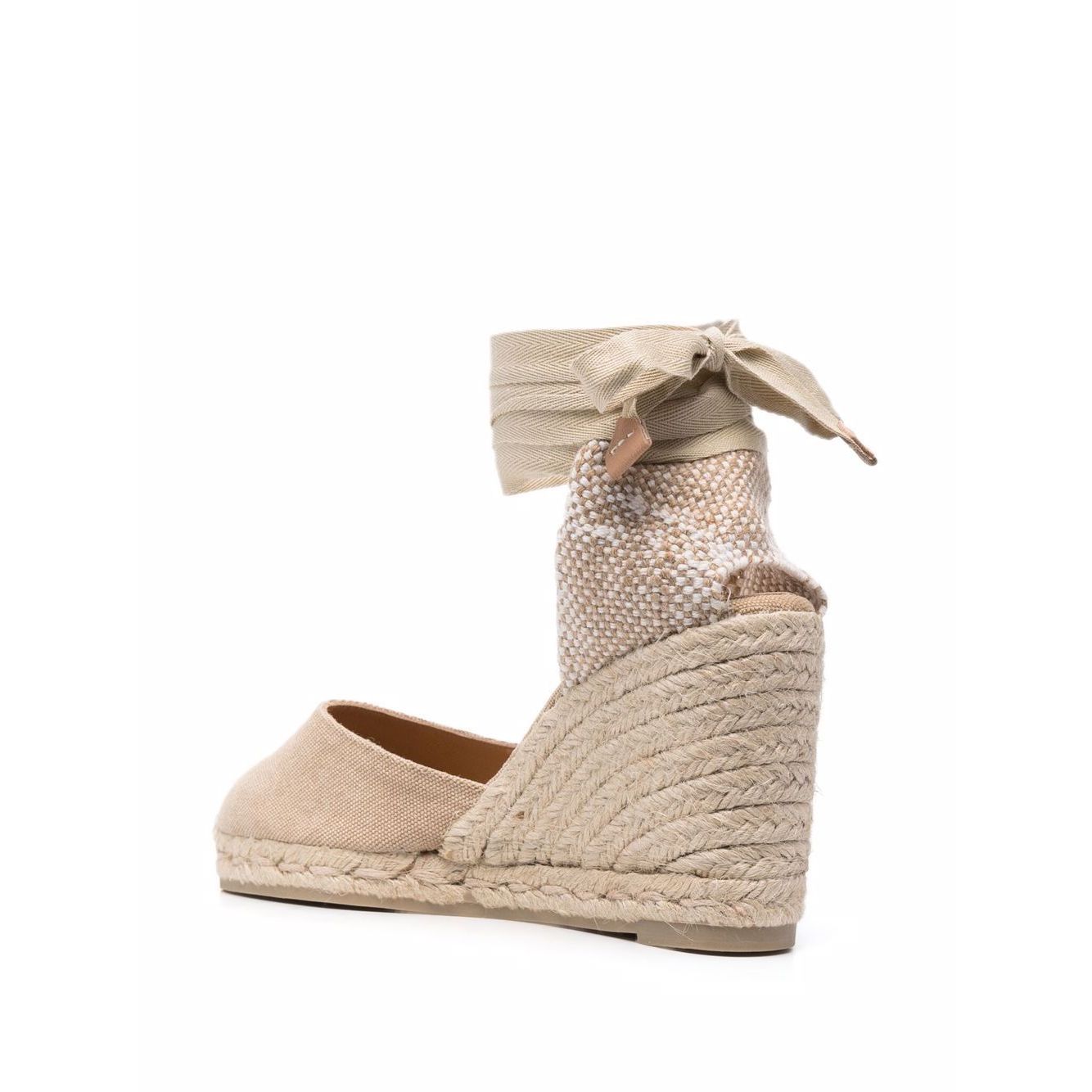 Castañer Castaner Flat shoes Beige with rear tie fastening, almond toe, platform sole, and branded insole, Carina canvas espadrilles.