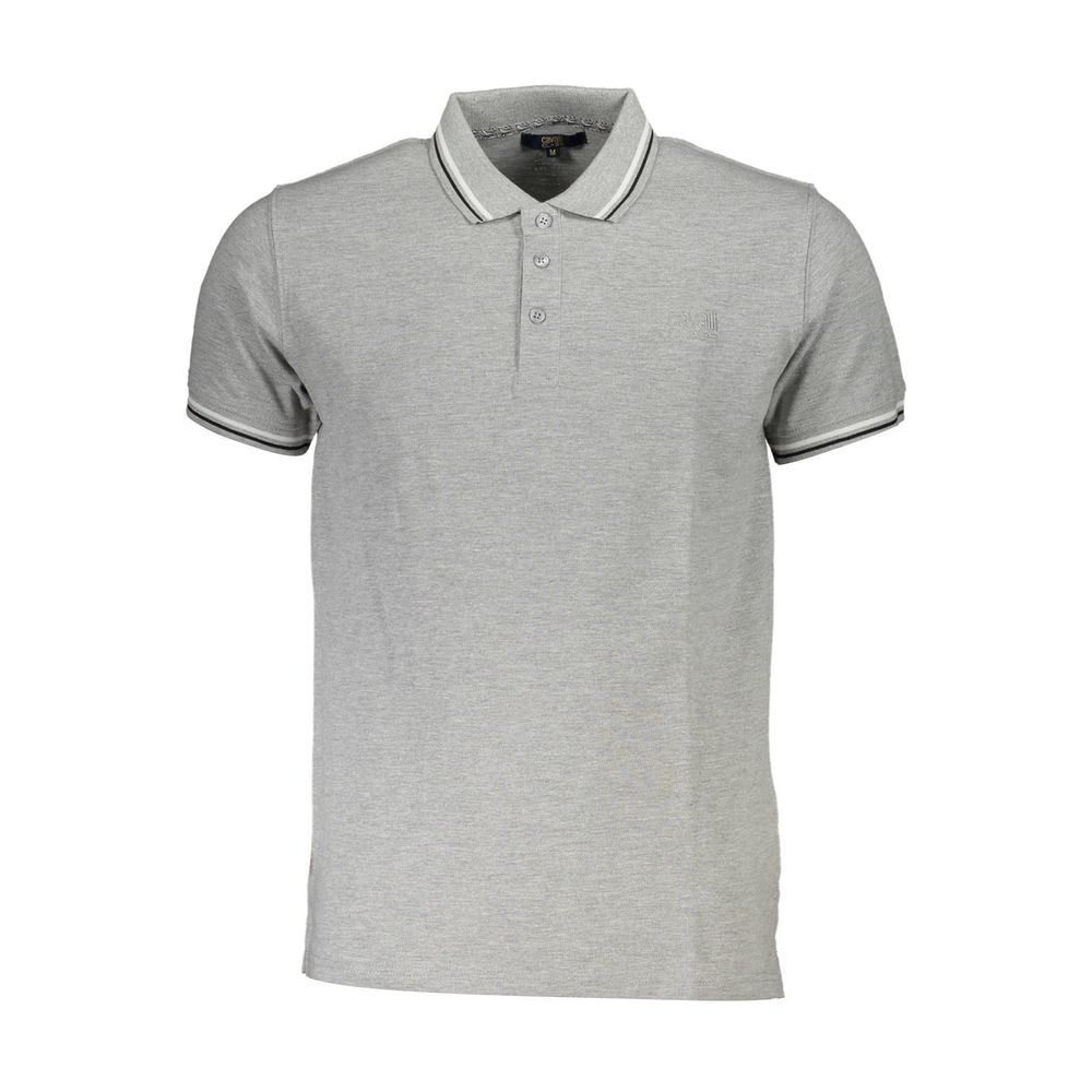 Cavalli Class Brown Cotton Men Polo Shirt with elegant design and embroidery, perfect for adding sophistication to your wardrobe.