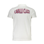Back view of Cavalli Class White Cotton Men Polo Shirt with elegant design and premium cotton material for unmatched comfort.